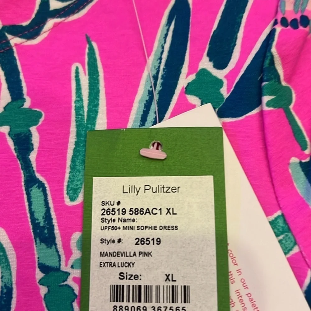 Lilly Pulitzer UPS 50+ mini Sophie dress in Mandevilla pink extra lucky L&XL NWT